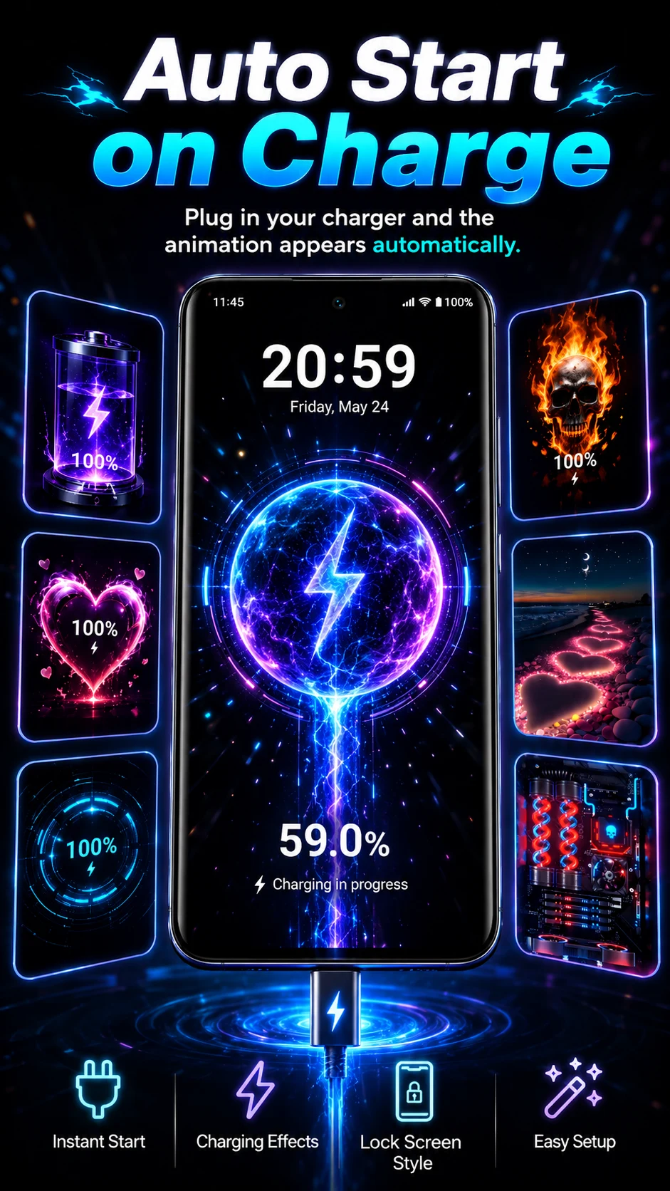 Charging Animation: 3D Battery screenshot